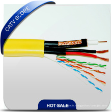 Câble CATV Cable RG6 Coaxial avec câble réseau LAN UTP Cat5e